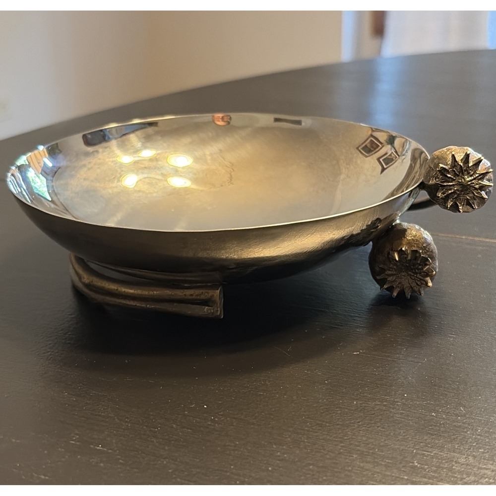 Michael Aram Poppy Bowl Stainless Steel Bronze Botanical Collection Handmade EUC